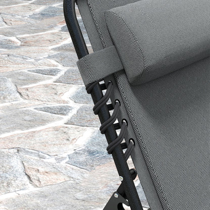 Foldable Sun Lounger Garden Lounger with Headrest Side Pocket, Padded Sun Lounger with 5-Position Adjustable Backrest, Weatherproof Camping Lounger up to 120 kg Load, for Garden Beach Dark Gray