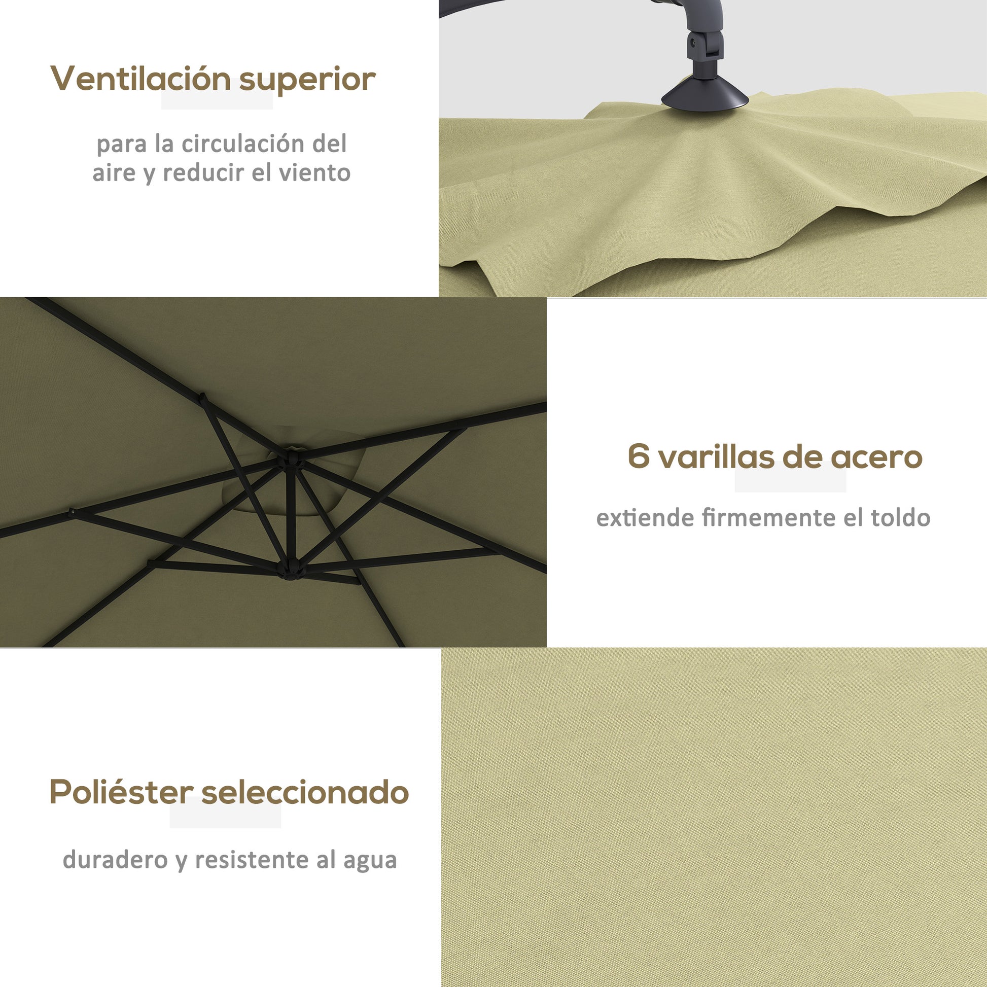 Eccentric Parasol 294x193 cm Garden Umbrella with Cross Base and Crank Waterproof UV Protection Umbrella for Terrace Patio Beige