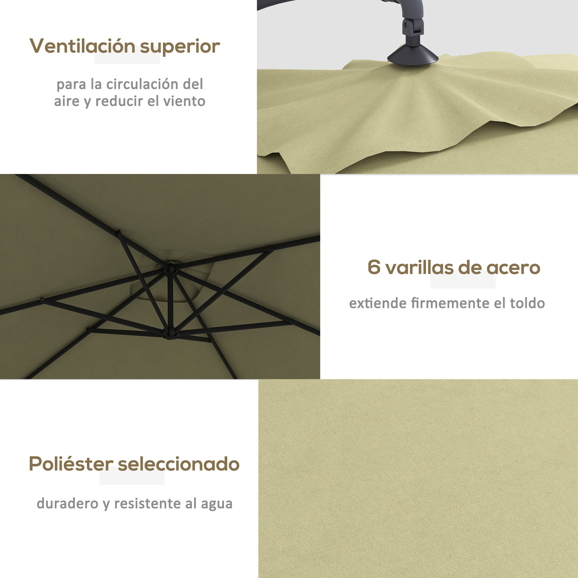 Eccentric Parasol 294x193 cm Garden Umbrella with Cross Base and Crank Waterproof UV Protection Umbrella for Terrace Patio Beige