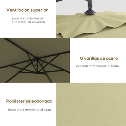 Eccentric Parasol 294x193 cm Garden Umbrella with Cross Base and Crank Waterproof UV Protection Umbrella for Terrace Patio Beige
