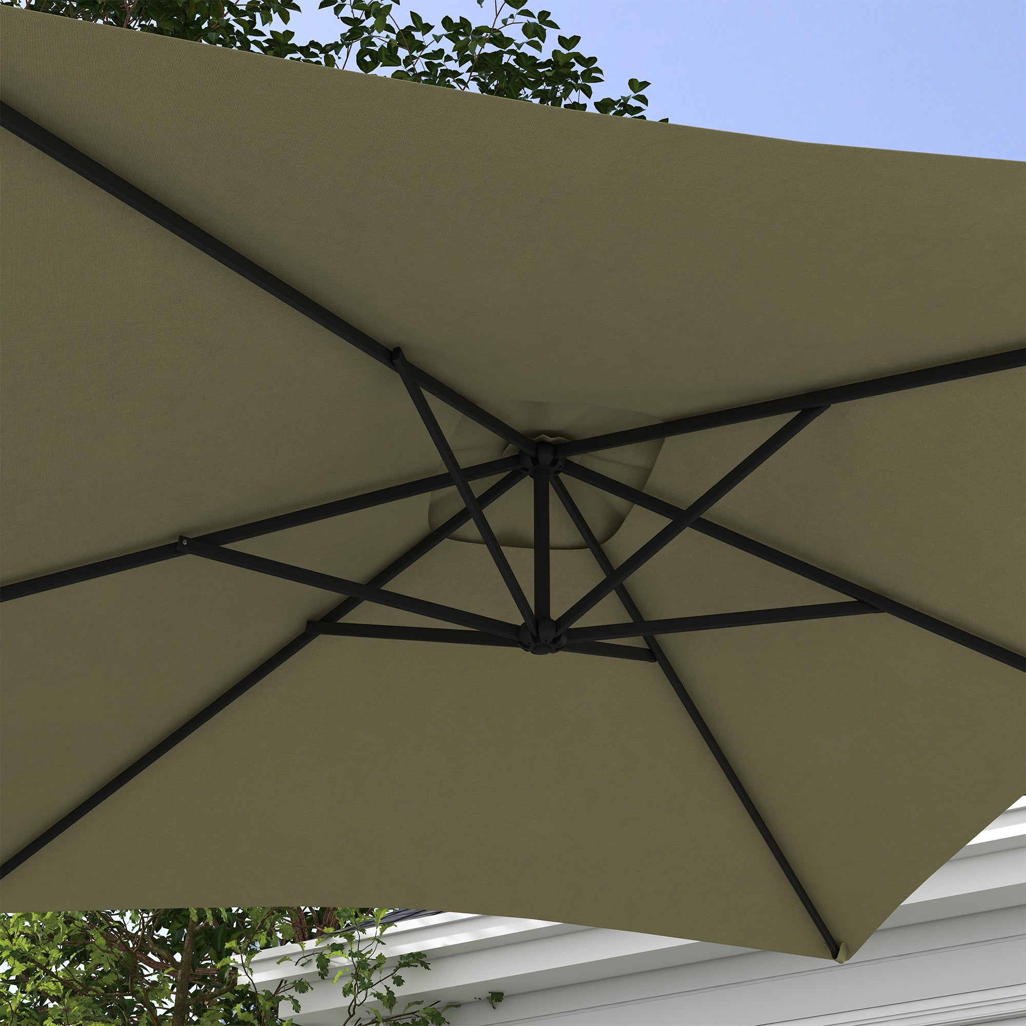 Eccentric Parasol 294x193 cm Garden Umbrella with Cross Base and Crank Waterproof UV Protection Umbrella for Terrace Patio Beige