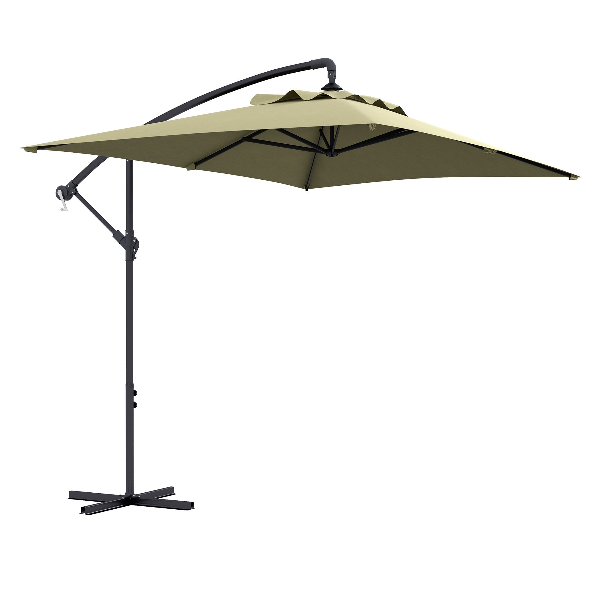 Eccentric Parasol 294x193 cm Garden Umbrella with Cross Base and Crank Waterproof UV Protection Umbrella for Terrace Patio Beige