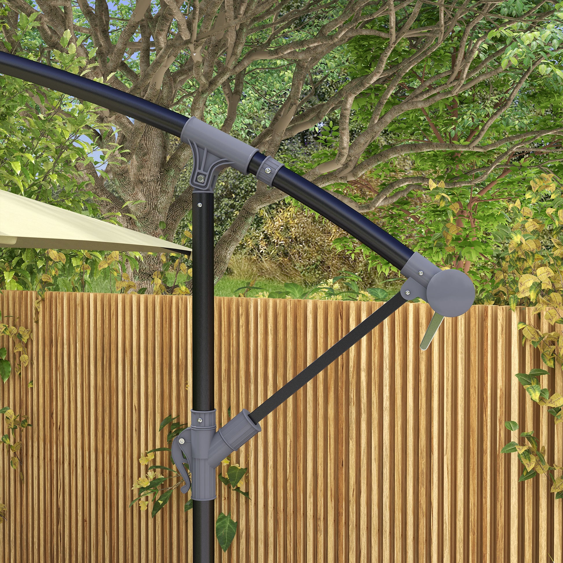 Eccentric Parasol 294x193 cm Garden Umbrella with Cross Base and Crank Waterproof UV Protection Umbrella for Terrace Patio Beige