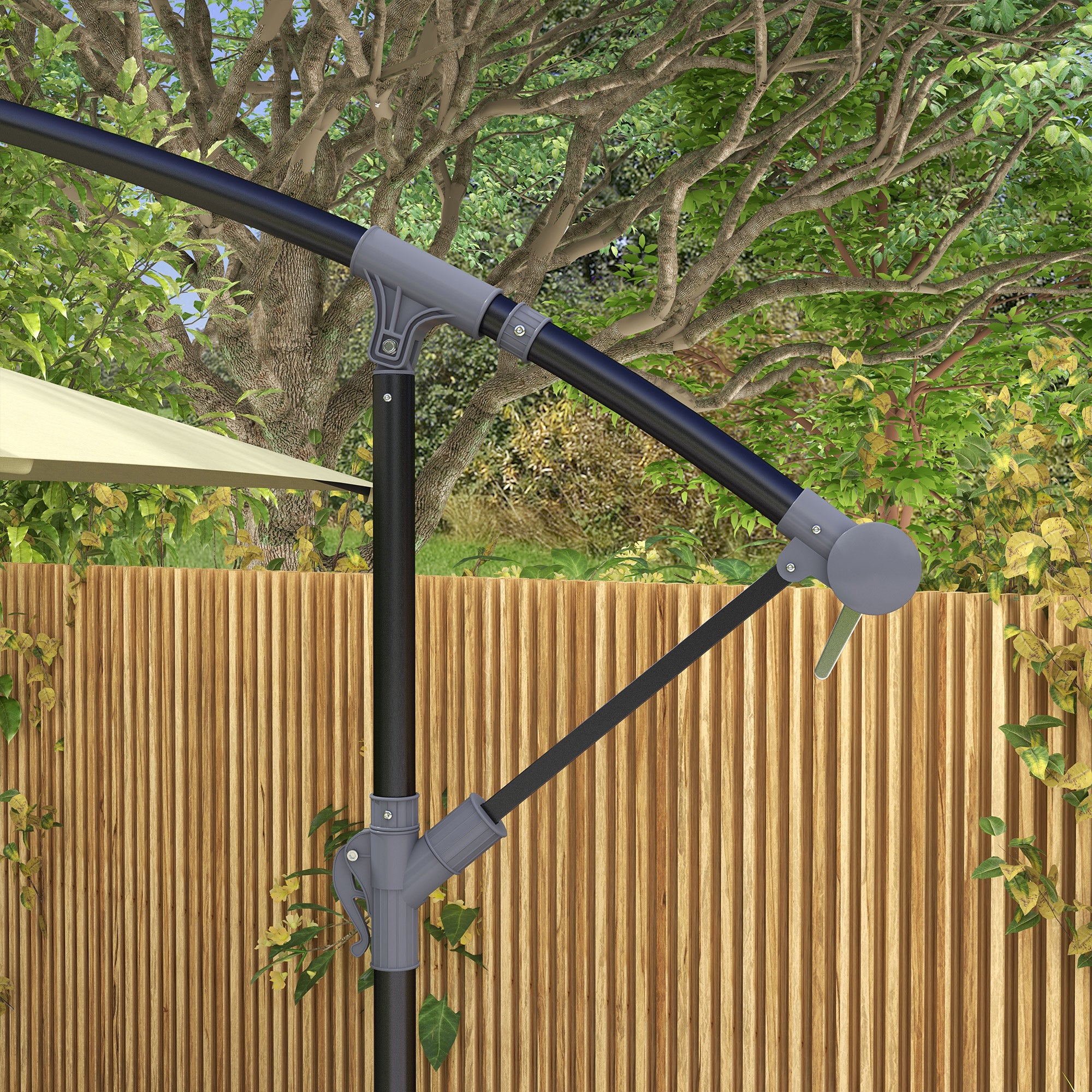 Eccentric Parasol 294x193 cm Garden Umbrella with Cross Base and Crank Waterproof UV Protection Umbrella for Terrace Patio Beige
