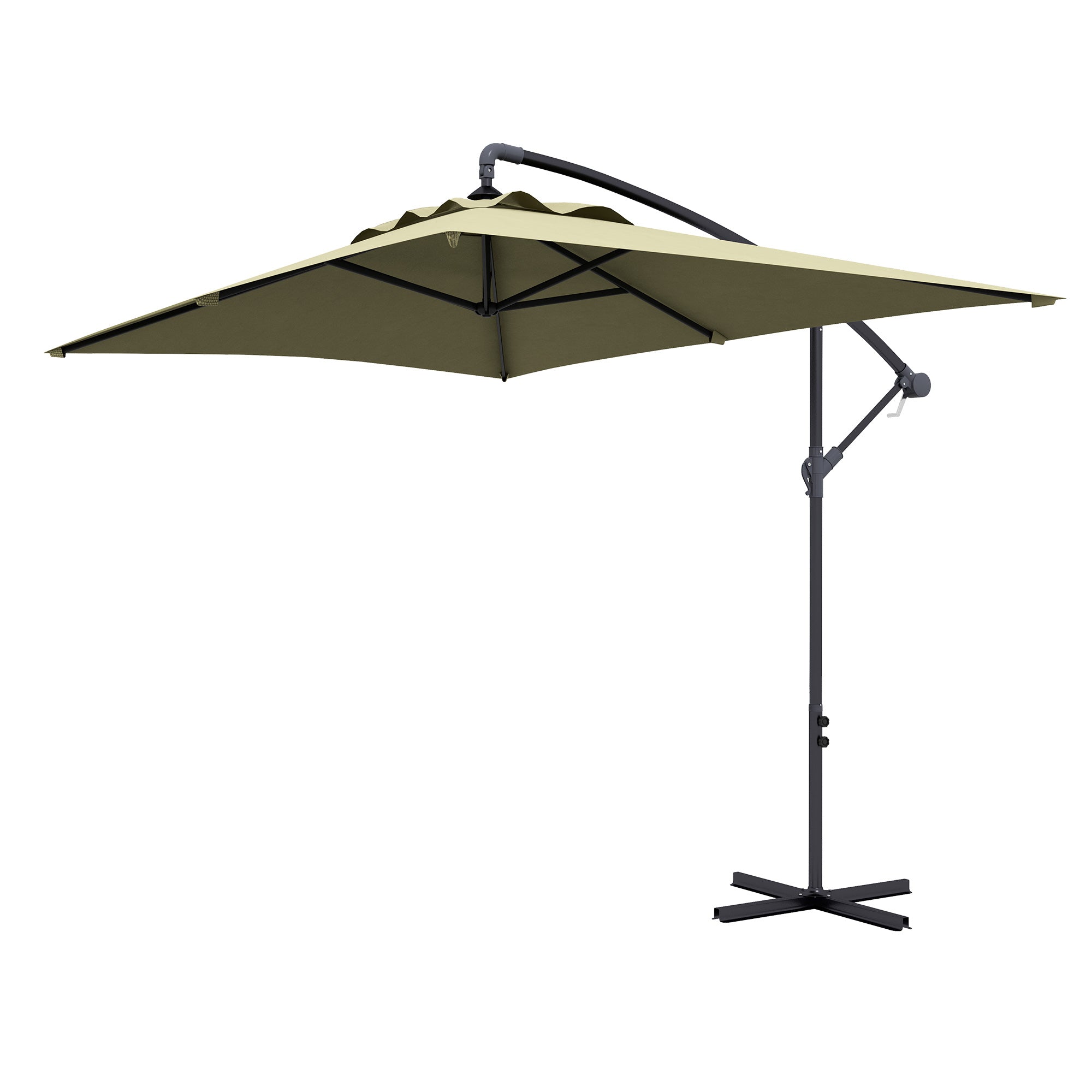 Eccentric Parasol 294x193 cm Garden Umbrella with Cross Base and Crank Waterproof UV Protection Umbrella for Terrace Patio Beige