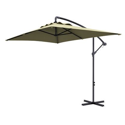 Eccentric Parasol 294x193 cm Garden Umbrella with Cross Base and Crank Waterproof UV Protection Umbrella for Terrace Patio Beige