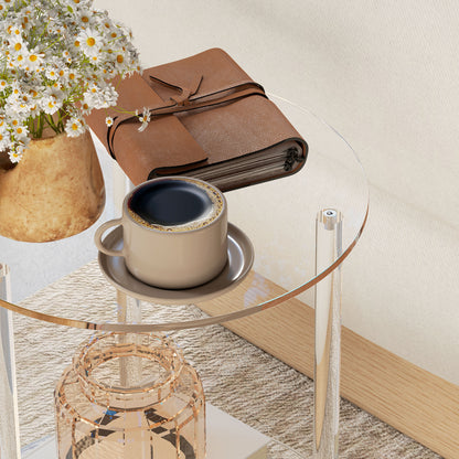 Round Low Coffee Table with 2 Levels for Interiors, Acrylic Sofa Table, Ø40x50 cm, Transparent