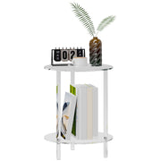 Round Low Coffee Table with 2 Levels for Interiors, Acrylic Sofa Table, Ø40x50 cm, Transparent