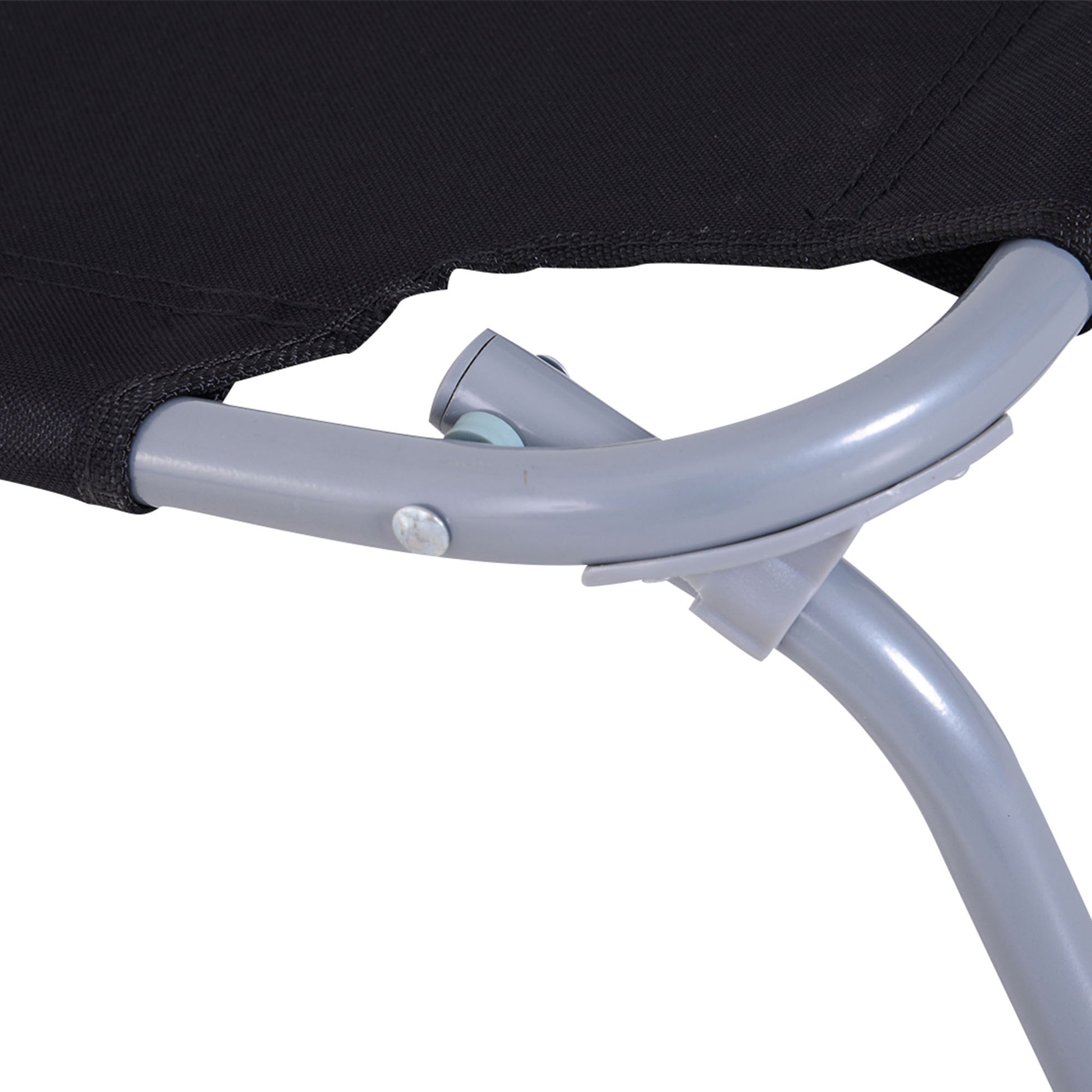 Garden Sun Lounger with 5-Position Adjustable Backrest, Foldable Metal Frame and Oxford Fabric, 187x55x24cm, Black