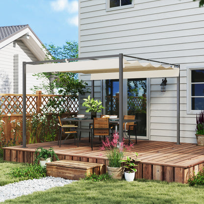 Pergola approx. 3x3m Garden Pavilion with Magnetic Pad Metal Gazebo, Adjustable Roof, Freestanding, UV Protection 30+, for Terrace and Garden, Beige