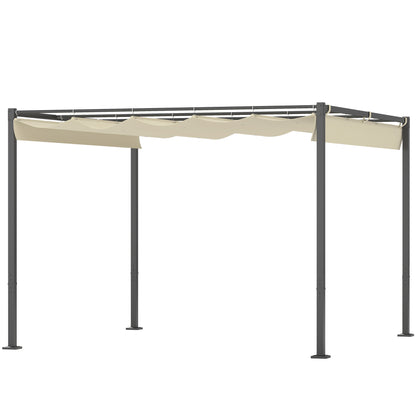 Pergola approx. 3x3m Garden Pavilion with Magnetic Pad Metal Gazebo, Adjustable Roof, Freestanding, UV Protection 30+, for Terrace and Garden, Beige