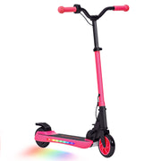 SPORTNOW Folding Electric Scooter MAX 10 KM/H Electric Skateboard for +6 Years 120 W Motor Range 6 KM 5" - 5.5" Wheels Rear Brake Adjustable Height LED Lights and Pink Aluminum Frame