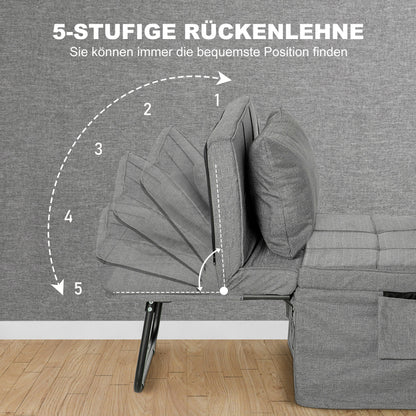 4-in-1 Folding Bed 75x190 cm, Adult Guest Bed Foldable with 8 cm Thickness Foam, Travel Bed with Metal Frame, 5-level adjustable Single Bed with Pillow, up to 150 kg load-bearing capacity