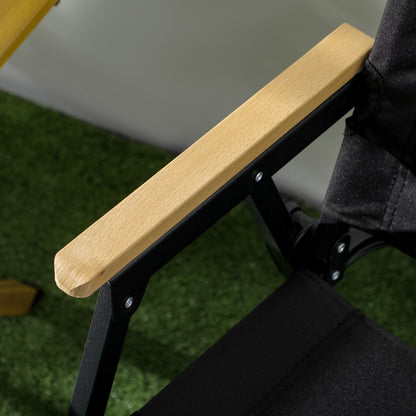 Camping Chair Folding Fishing Chair with Armrests - Oxford Fabric and Steel Frame - 54 x 59 x 78 cm - Black