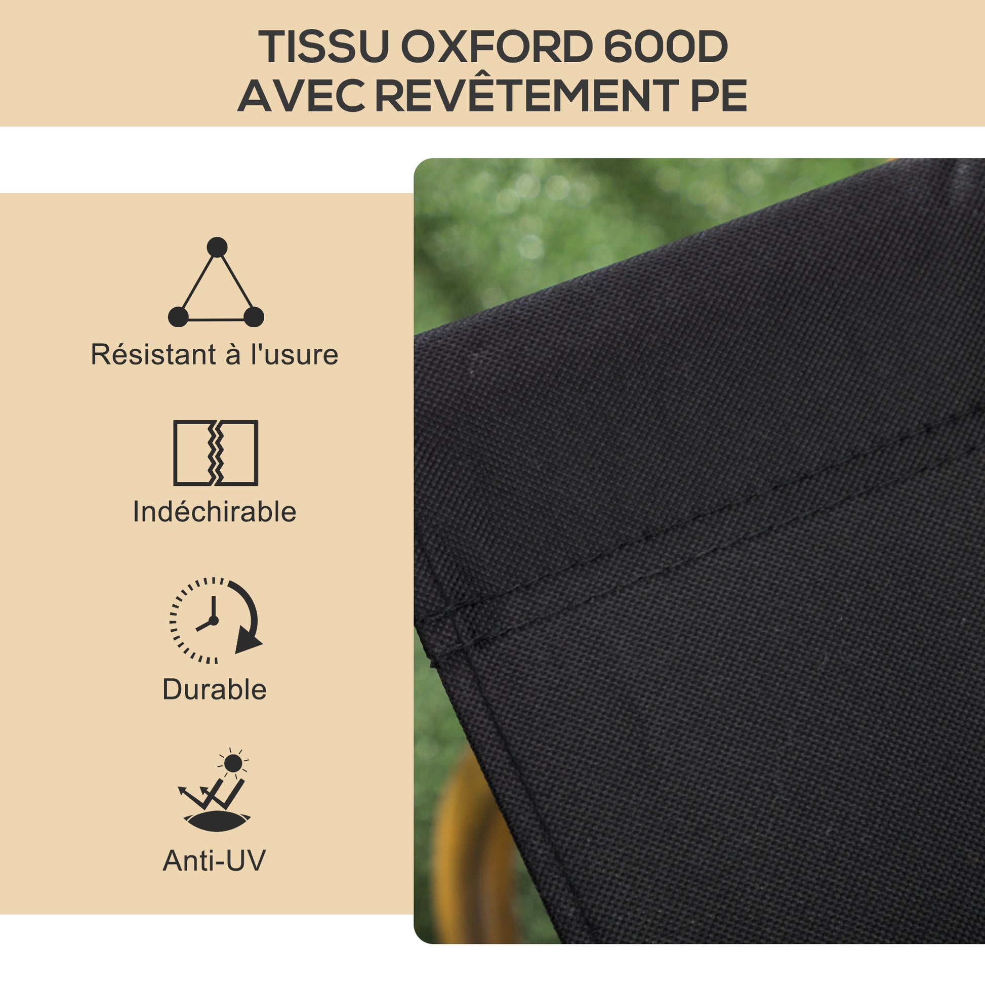 Camping Chair Folding Fishing Chair with Armrests - Oxford Fabric and Steel Frame - 54 x 59 x 78 cm - Black