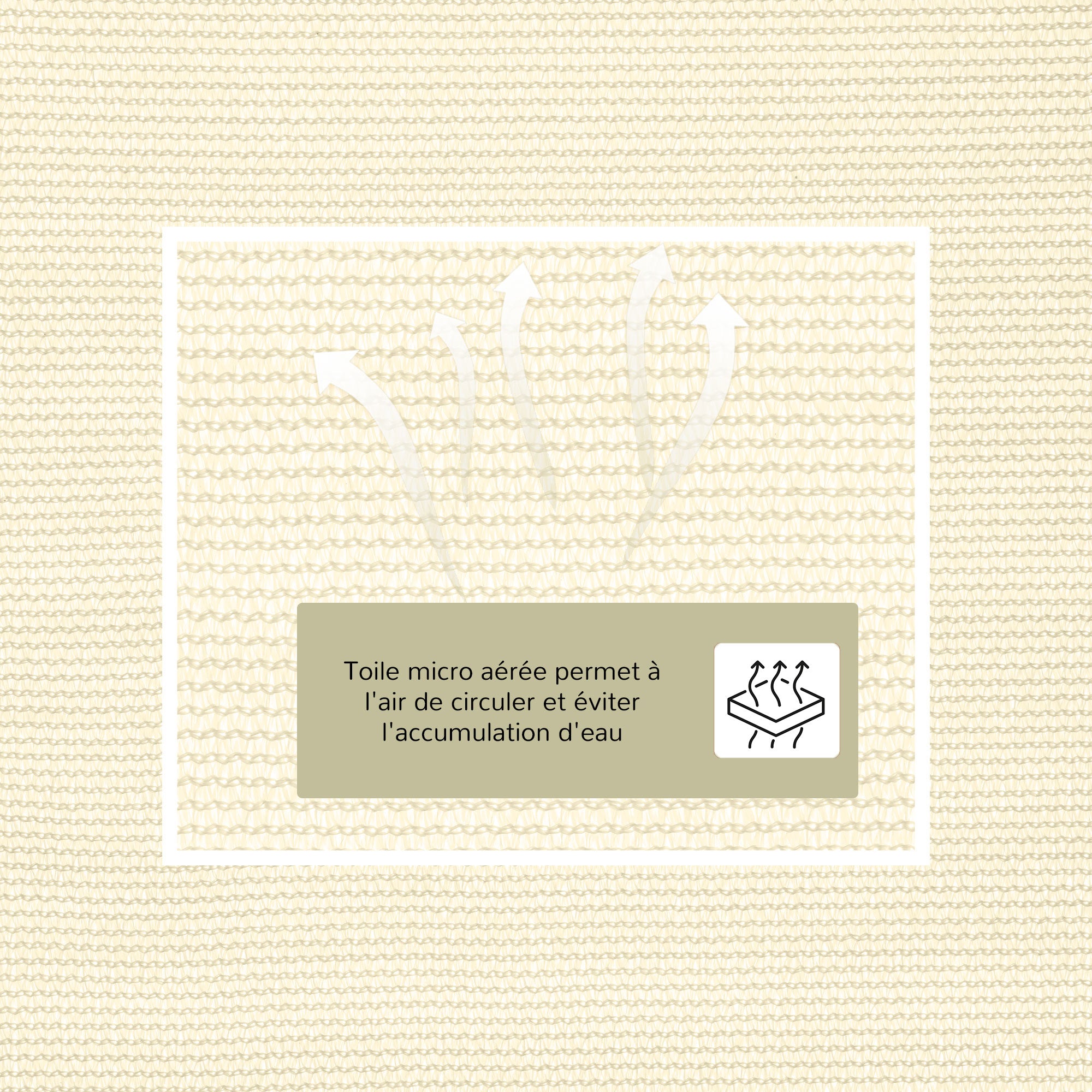 Large Triangular Shade Sail 6 x 6 x 6 m High-Density UV-Resistant Polyethylene Cream Color