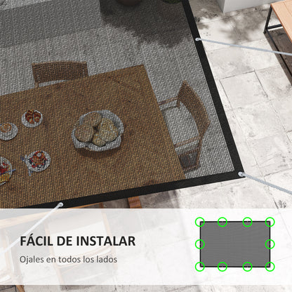 Rectangular Shade Sail Canopy 3x2 m Garden Sun Protection 65% Breathable and Anti-Freeze for Patio Terrace Balcony Black