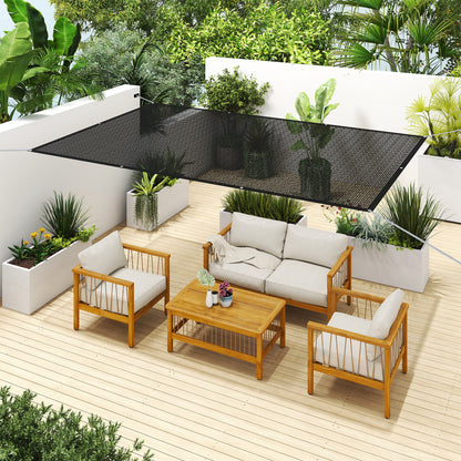 Rectangular Shade Sail Canopy 3x2 m Garden Sun Protection 65% Breathable and Anti-Freeze for Patio Terrace Balcony Black