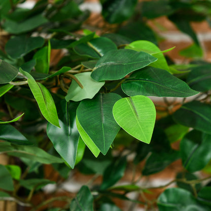 Set of 2 artificial plants artificial trees ficus height 1.80m trunk branches vine lichen leaves highly realistic pot included, indoor, green
