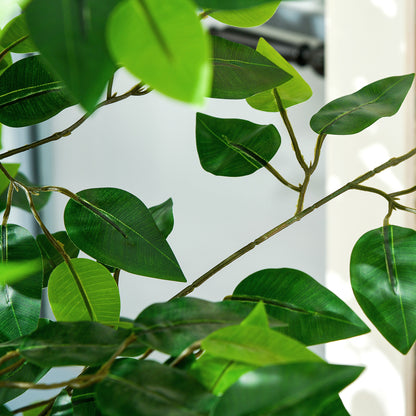 Set of 2 artificial plants artificial trees ficus height 1.80m trunk branches vine lichen leaves highly realistic pot included, indoor, green