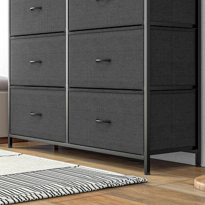Dresser, Storage Cabinet with 10 Foldable Fabric Drawers, Sideboard in Modern Style for Living Room, Bedroom, Steel, Black