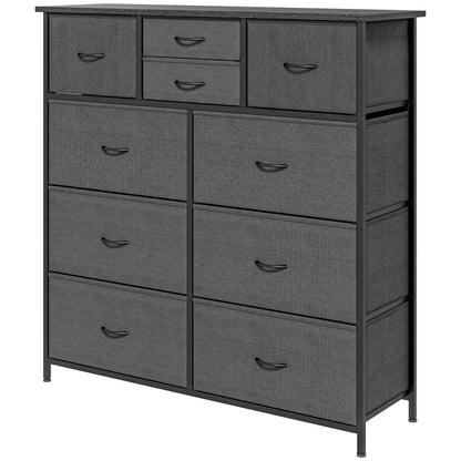 Dresser, Storage Cabinet with 10 Foldable Fabric Drawers, Sideboard in Modern Style for Living Room, Bedroom, Steel, Black