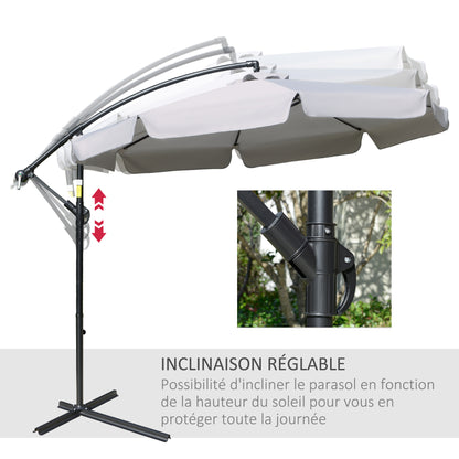 Cantilever Umbrella with Tilt Angle and Crank incl. Cross Base Ø 2.65 x 2.45H m Light Gray