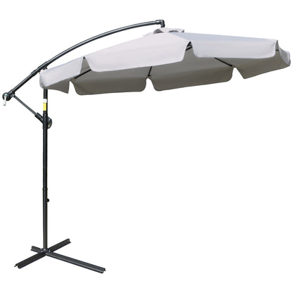 Cantilever Umbrella with Tilt Angle and Crank incl. Cross Base Ø 2.65 x 2.45H m Light Gray