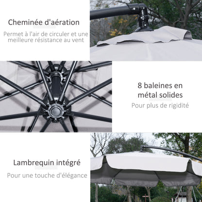 Cantilever Umbrella with Tilt Angle and Crank incl. Cross Base Ø 2.65 x 2.45H m Light Gray