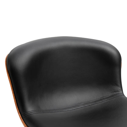 Set of 2 Contemporary Design Bar Stools Height Adjustable 64-85 cm Swivel 360° Synthetic Leather Black Imitation Wood