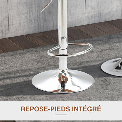 Set of 2 Contemporary Design Bar Stools Height Adjustable 64-85 cm Swivel 360° Synthetic Leather Black Imitation Wood