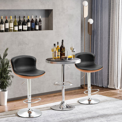 Set of 2 Contemporary Design Bar Stools Height Adjustable 64-85 cm Swivel 360° Synthetic Leather Black Imitation Wood