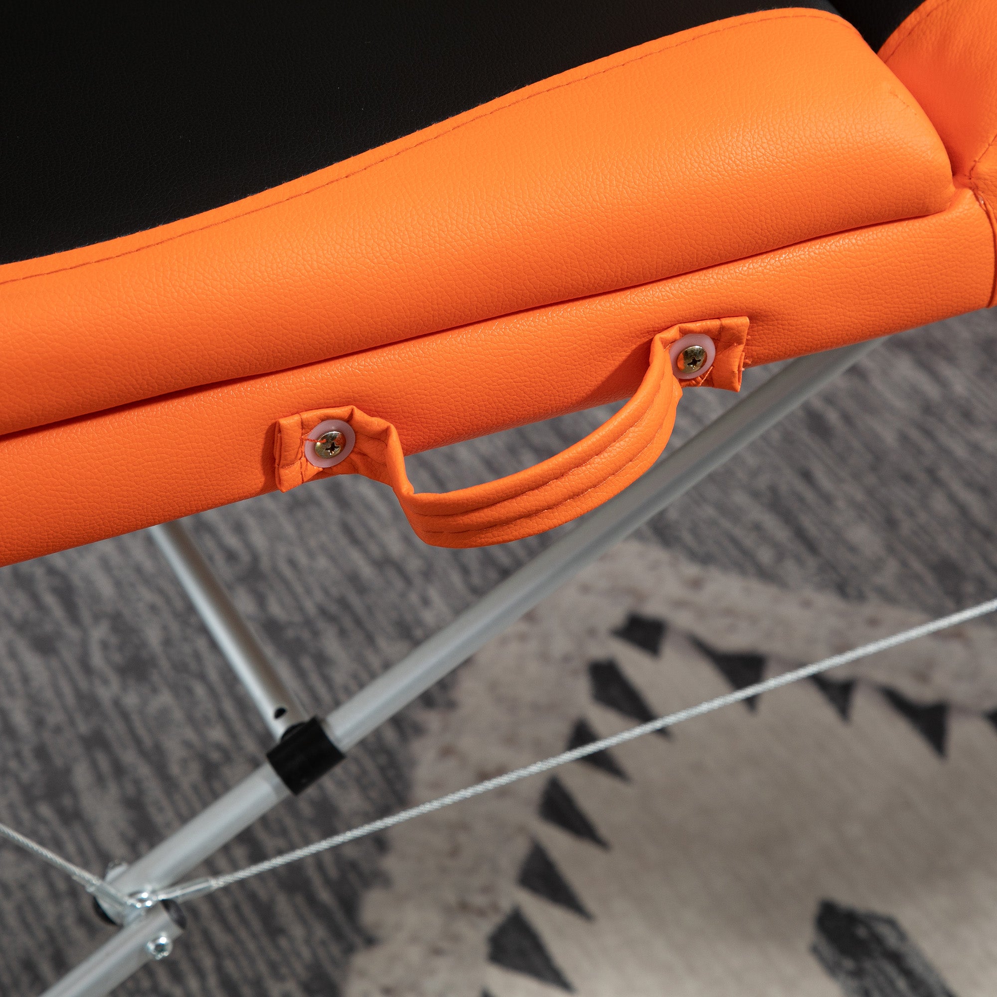 Foldable Massage Bed with Adjustable Height, Professional Massage Bed in Aluminum and Plastic, 215x81x61-84 cm, Black and Orange