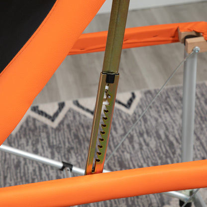 Foldable Massage Bed with Adjustable Height, Professional Massage Bed in Aluminum and Plastic, 215x81x61-84 cm, Black and Orange