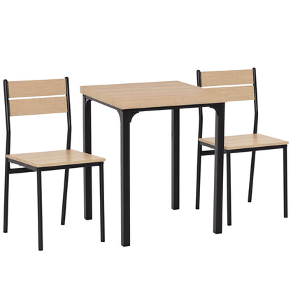3-Piece Dining Set Dining Table with 2 Chairs Space-Saving Dining Room Set Seating Group for Dining Room, Kitchen Natural Wood Grain + Black