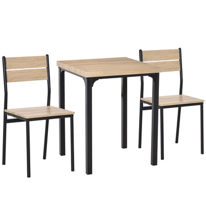 3-Piece Dining Set Dining Table with 2 Chairs Space-Saving Dining Room Set Seating Group for Dining Room, Kitchen Natural Wood Grain + Black