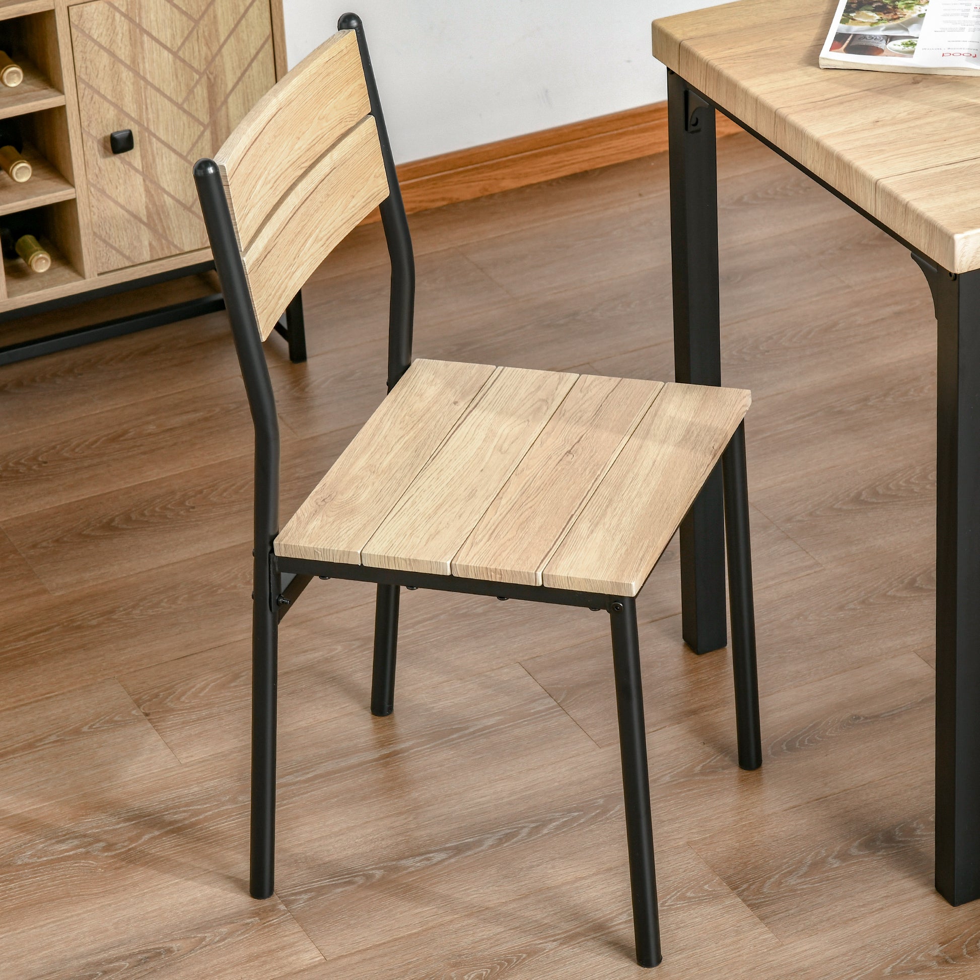3-Piece Dining Set Dining Table with 2 Chairs Space-Saving Dining Room Set Seating Group for Dining Room, Kitchen Natural Wood Grain + Black