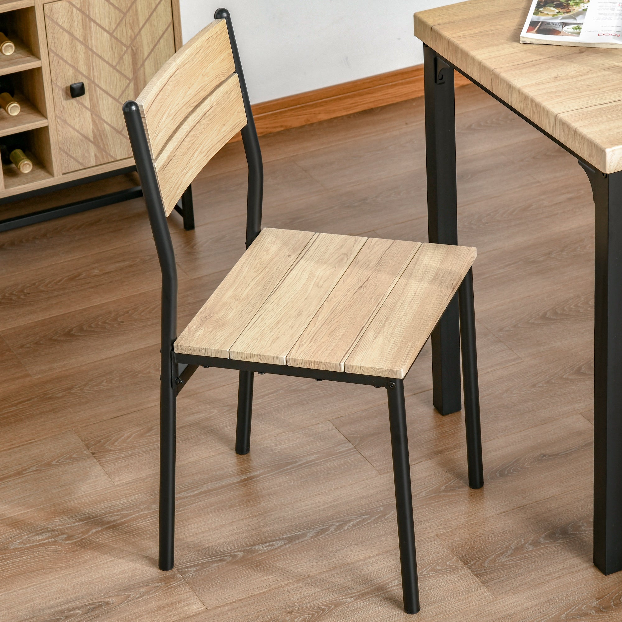 3-Piece Dining Set Dining Table with 2 Chairs Space-Saving Dining Room Set Seating Group for Dining Room, Kitchen Natural Wood Grain + Black