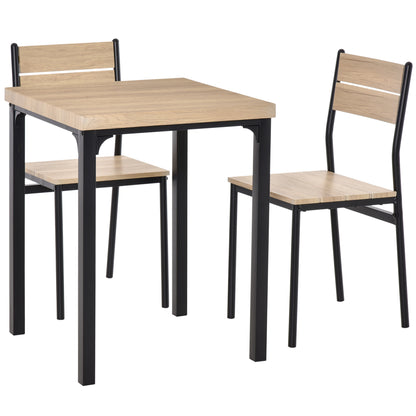 3-Piece Dining Set Dining Table with 2 Chairs Space-Saving Dining Room Set Seating Group for Dining Room, Kitchen Natural Wood Grain + Black