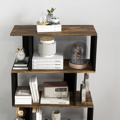 5-Tier Bookshelf, Modern Wood Bookcase with 10 Open Compartments for Home and Office, 70x29.5x163cm, Rustic Brown