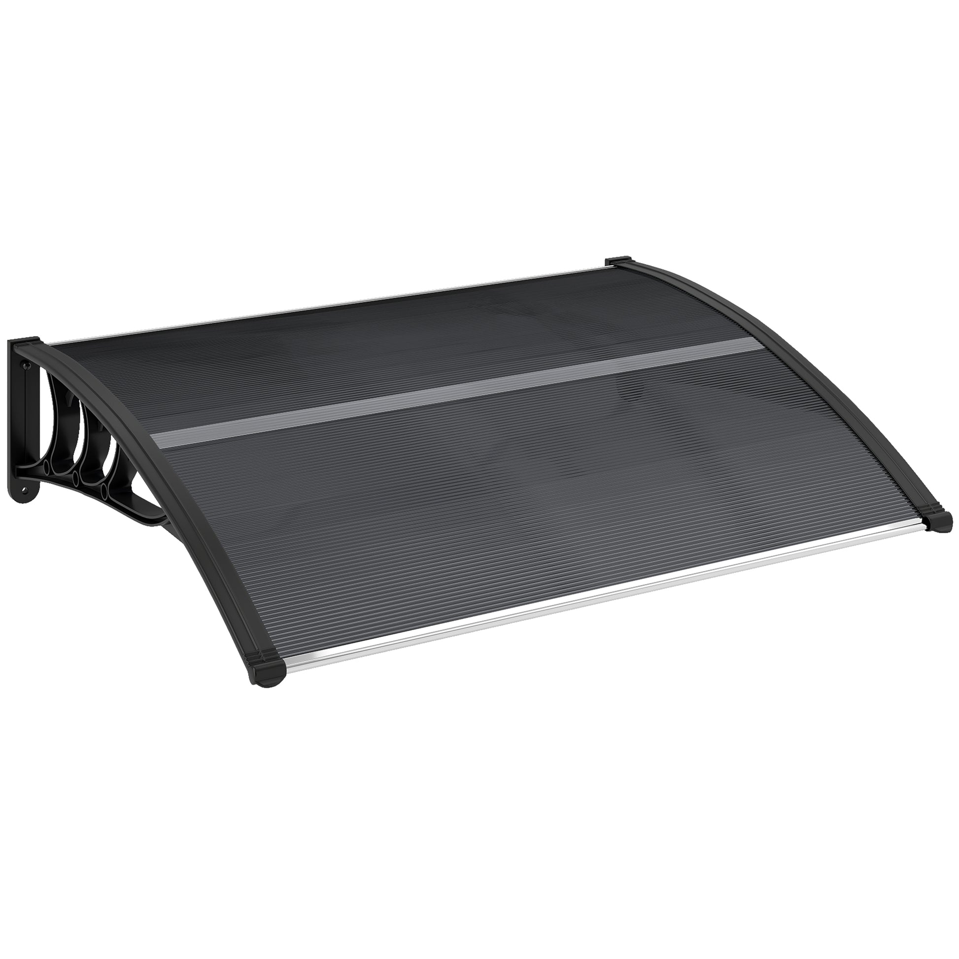Canopy for Front Door 100 x 75 cm Arch Canopy Awning Made of Aluminum and Polycarbonate Slope Canopy with UV Protection Front Door Canopy for Balcony, Sun Protection, Rain Protection, Black