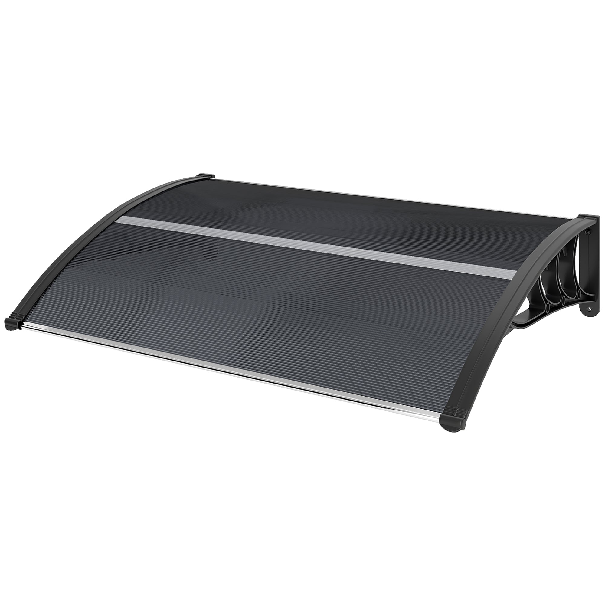 Canopy for Front Door 100 x 75 cm Arch Canopy Awning Made of Aluminum and Polycarbonate Slope Canopy with UV Protection Front Door Canopy for Balcony, Sun Protection, Rain Protection, Black