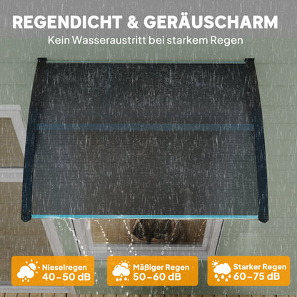 Canopy for Front Door 100 x 75 cm Arch Canopy Awning Made of Aluminum and Polycarbonate Slope Canopy with UV Protection Front Door Canopy for Balcony, Sun Protection, Rain Protection, Black