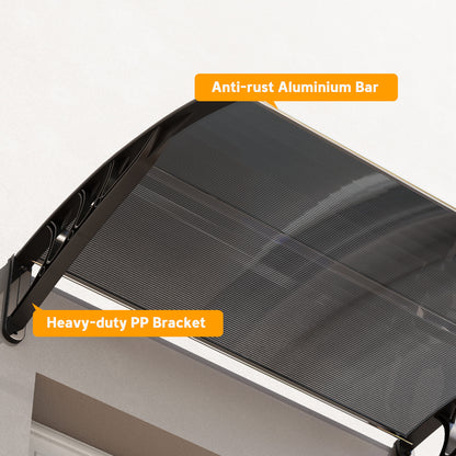 Canopy for Front Door 100 x 75 cm Arch Canopy Awning Made of Aluminum and Polycarbonate Slope Canopy with UV Protection Front Door Canopy for Balcony, Sun Protection, Rain Protection, Black