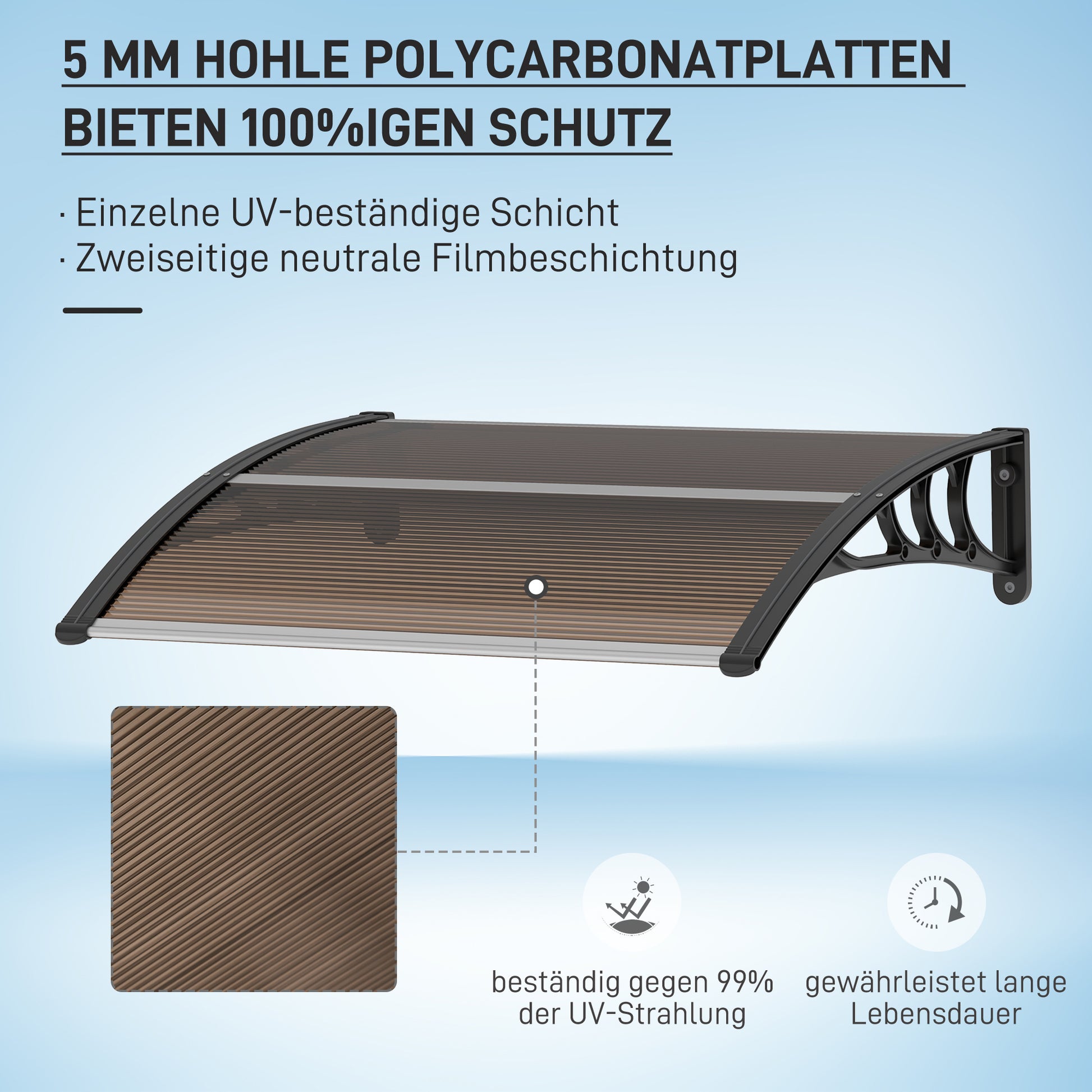 Door Canopy Front Door Canopy 120 x 75 cm Flat Door Canopy Polycarbonate Cover