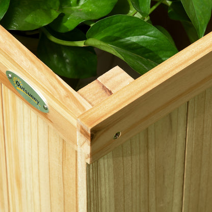 Raised Bed with Foldable Trellis, Plant Box with Privacy Screen, 133 x 165 cm Room Divider with 4 Flower Boxes, Balcony Divider, Made of Pine Wood, Natural