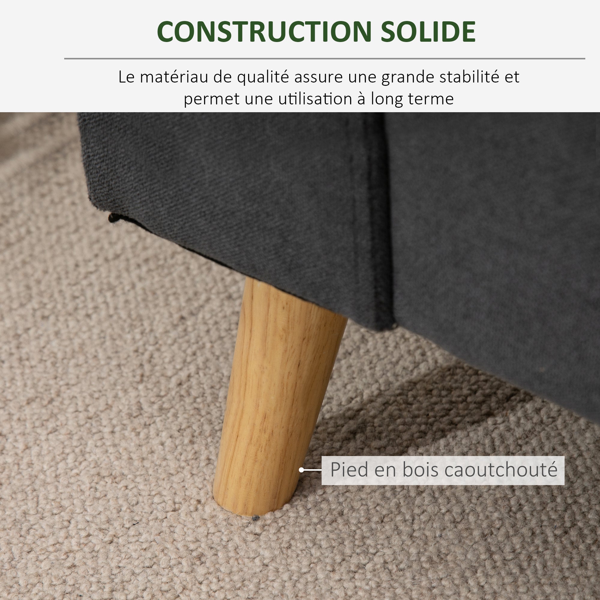 Linen Fabric Corner Sofa, 3 Seater Sofa, Reversible Chaise Lounge Left or Right, 193 cm, Scandinavian Design, for Living Room, Apartment, Small Space, Solid Wood Legs, Dark Gray