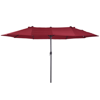 Double Sun Umbrella 455 x 265 cm, UV Protection Sunshade with Crank, Balcony Umbrella Beach Umbrella Windproof Crank Umbrella Sun Protection for Beach Balcony Garden, Burgundy