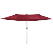 Double Sun Umbrella 455 x 265 cm, UV Protection Sunshade with Crank, Balcony Umbrella Beach Umbrella Windproof Crank Umbrella Sun Protection for Beach Balcony Garden, Burgundy
