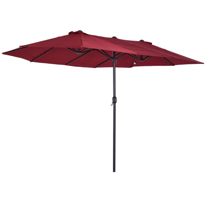 Double Sun Umbrella 455 x 265 cm, UV Protection Sunshade with Crank, Balcony Umbrella Beach Umbrella Windproof Crank Umbrella Sun Protection for Beach Balcony Garden, Burgundy